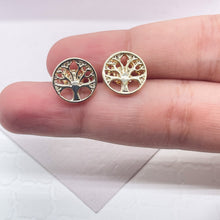 Load image into Gallery viewer, Casting 18k Gold Filled Plain Tree of Life Circle Stud Earrings, Mother Earth Jewelry