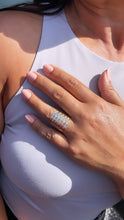 Load image into Gallery viewer, Large 18k Gold Filled Geometric Patterned Tri-Color Ring Jewelry