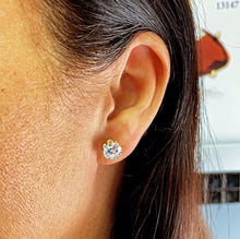 Load image into Gallery viewer, 18k Gold Filled 8mm Cubic Zirconia Round Stud Earrings Crown Settings