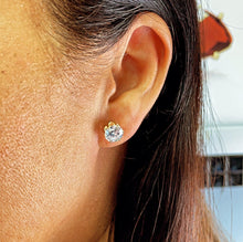 Load image into Gallery viewer, 18k Gold Filled 8mm Cubic Zirconia Heart Stud Earrings