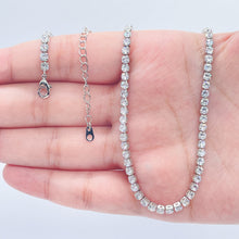 Load image into Gallery viewer, 18k Gold Filled 3mm Tennis Necklace Available In Silver Cubic Zirconia Necklace Chain Jewelry