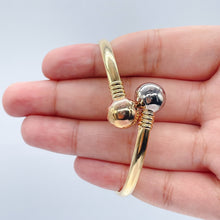 Load image into Gallery viewer, 18k Gold Filled Two Ball Plain Tricolor Bangle Bracelet Jewelry