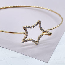 Load image into Gallery viewer, 18k Gold Filled Dainty Cubic Zirconia Circle Or Star Bangle Bracelet Jewelry Supplies