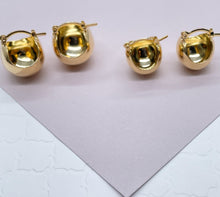 Load image into Gallery viewer, 18k Gold Filled Basket Shape Hoop Earring, Concave Plain Hoop Earrings, Puffy