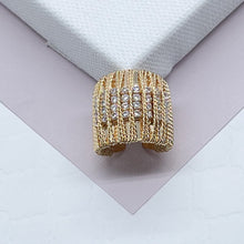 Load image into Gallery viewer, 18k Gold Filled Chunky Gold Ring Wrapped In Gold Thread With 8 Rows of Cubic