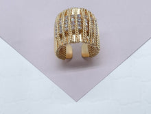Load image into Gallery viewer, 18k Gold Filled Chunky Gold Ring Wrapped In Gold Thread With 8 Rows of Cubic