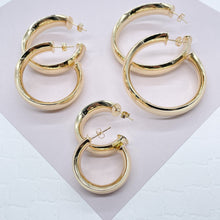 Load image into Gallery viewer, 18k Gold Filled Plain Turn Around 10mm Thick Hoop Earrings Available in 30mm,