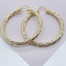 Load image into Gallery viewer, 18k Gold Filled Twisted Hoop Earrings: 5mm Thick Italian Design