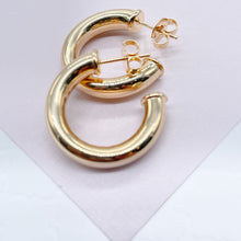 Load image into Gallery viewer, Thick 18k Gold Filled 6mm Plain Open Hoop Earrings