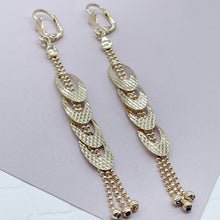 Load image into Gallery viewer, Long 18k Gold Filled Oval or Heart Shape Dangling Earrings Featuring Ball Tips