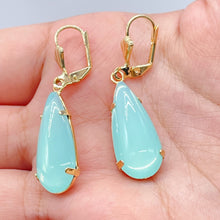 Load image into Gallery viewer, 18k Gold Filled Aqua Blue Teardrop Earrings