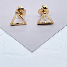 Load image into Gallery viewer, Dainty 18k Gold Filled Stud Earrings: Geometric, Shell, Leaf