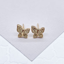 Load image into Gallery viewer, 18k Gold Filled Butterfly Stud Earrings: Dainty Jewelry