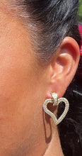 Load image into Gallery viewer, 18k Gold Filled Cubic Zirconia Heart Earrings: Hypoallergenic Party Jewelry