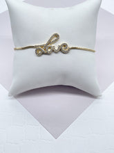 Load image into Gallery viewer, 18k Gold Filled Love Bracelet: Cubic Zirconia Slider Bracelet