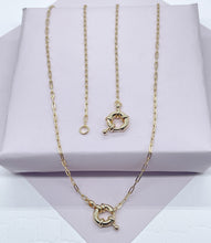 Load image into Gallery viewer, 18k Gold Filled Paper Clip Chain Necklace with Toggle Lock (15 inch)