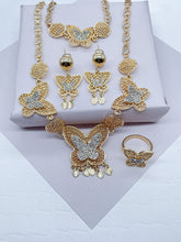 Load image into Gallery viewer, 18k Gold Filled Butterfly Jewelry Set: Cubic Zirconia Necklace & Bracelet