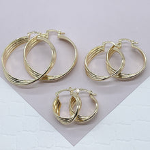 Load image into Gallery viewer, 18k Gold Filled Hoop Earrings: Twisted Four Layer Design, 8mm Thick