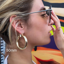 Load image into Gallery viewer, 18k Gold Filled Hoop Earrings: 8mm Thick Chunky Hoops