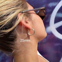 Load image into Gallery viewer, 18k Gold Filled Hollow Italian Twist 5mm Thick Hoop Earrings, Gold Shiny Twisted