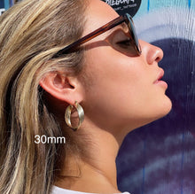Load image into Gallery viewer, 18k Gold Filled Hoop Earrings: Twisted Four Layer Design, 8mm Thick