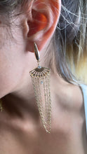 Load image into Gallery viewer, 18k Gold Filled Chandelier Earrings: Long Chain Dangles with Cubic Zirconia
