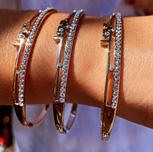 Load image into Gallery viewer, 18k Gold Filled Cubic Zirconia 'Love' Bangle Bracelet