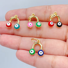 Load image into Gallery viewer, 18k Gold Filled Colorful Evil Eye Enamel Pendant Protection Charm Jewelry Making Supplies