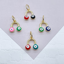 Load image into Gallery viewer, 18k Gold Filled Colorful Evil Eye Enamel Pendant Protection Charm Jewelry Making Supplies
