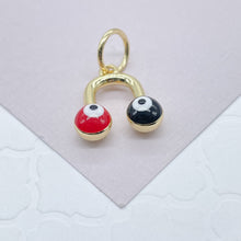 Load image into Gallery viewer, 18k Gold Filled Colorful Evil Eye Enamel Pendant Protection Charm Jewelry Making Supplies