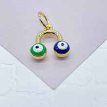 Load image into Gallery viewer, 18k Gold Filled Colorful Evil Eye Enamel Pendant Protection Charm Jewelry Making Supplies