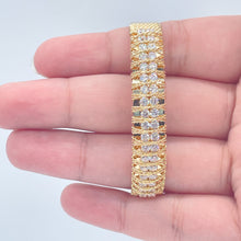 Load image into Gallery viewer, 18k Gold Filled Cuff Bracelet: Twisted Wire & Cubic Zirconia