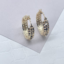 Load image into Gallery viewer, Vintage Alligator Tail Pattern Hoop Earrings Made In 18k Gold Filled