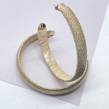 Load image into Gallery viewer, 18k Gold Filled Plain Flat Handmade Twisted Thread Wrapped Hoop Earrings Jewelry