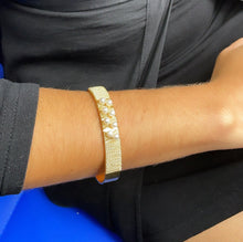Load image into Gallery viewer, 18k Gold Filled Plain Cuff Bracelet Wrapped In Gold Thread And Pearls Detail,