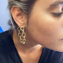 Load image into Gallery viewer, 18k Gold Filled Link Chain Hoop Earrings, C-Hoops Large Cable Chain Link Style