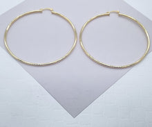 Load image into Gallery viewer, 80mm Diameter 18k Gold Filled Thin Thread Hoop Earrings, Large Gold Plain 2.5mm Thickness Hoops, Supplies