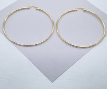 Load image into Gallery viewer, 18k Gold Filled Hoop Earrings: Large Thin Thread Hoops (80mm)