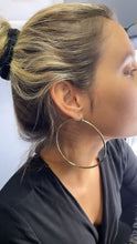 Load image into Gallery viewer, 18k Gold Filled Hoop Earrings: Large Thin Thread Hoops (80mm)