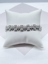 Load image into Gallery viewer, Iced 18k Gold Filled Link Bracelet: Micro Pave Cubic Zirconia