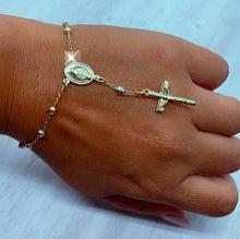 Load image into Gallery viewer, 18k Gold Filled Tri Color Rosary Bracelet with Miraculous Coin Medal Lady Of