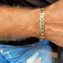 Load image into Gallery viewer, 9mm 18k Gold Filled Two Tone Unisex ID Bracelet Featuring Curb Chain Detail