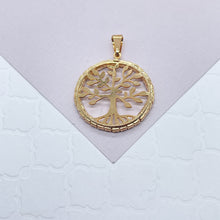 Load image into Gallery viewer, 18k Gold Filled Tree of Life Round Cubic Zirconia Medallion Pendant Charm
