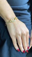 Load image into Gallery viewer, 18k Gold Filled Paper Clip Bracelet: Cubic Zirconia Lip Charm
