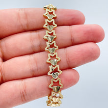 Load image into Gallery viewer, 18k Gold Filled Hallowed Star and Attached Heart Engraved Pattern Bracelet Jewelry