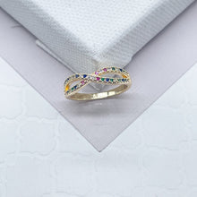 Load image into Gallery viewer, 18k Gold Filled Infinity Ring: Multi-Color Cubic Zirconia Eternity Band