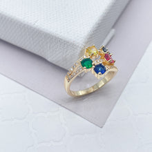Load image into Gallery viewer, 18k Gold Filled Ring: Multi Color Cubic Zirconia Eternity Band