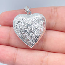 Load image into Gallery viewer, Silver Filled Heart Locket Picture, Pendant Charm Necklace, Love Gift Women, Family Gift, Supplies