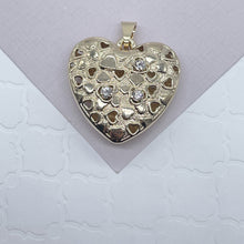 Load image into Gallery viewer, 18k Gold Filled Puffy Heart Pendant: Multicolor & Clear CZ Charm