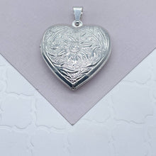 Load image into Gallery viewer, Silver Filled Heart Locket Picture, Pendant Charm Necklace, Love Gift Women, Family Gift, Supplies